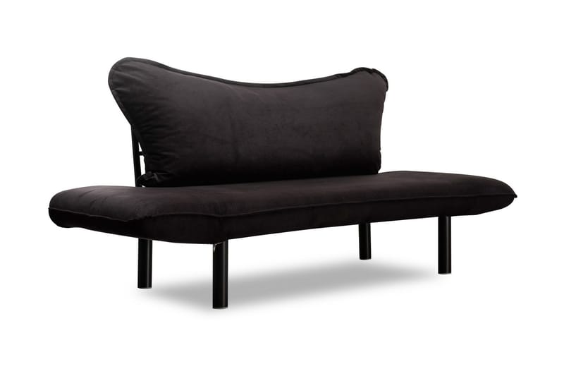 Annabelle 2-sits Längsbäddad Fällbar Bäddsoffa 66x182 cm i Sammet - Svart - Möbler - Soffa - Bäddsoffa - 2 sits bäddsoffa