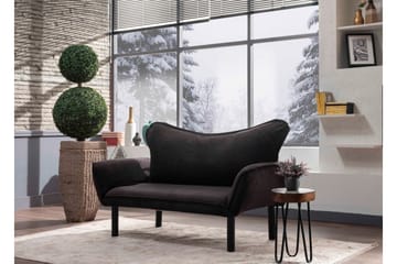 Annabelle 2-sits Längsbäddad Fällbar Bäddsoffa 66x182 cm i Sammet - Svart - Möbler - Soffa - Bäddsoffa - 2 sits bäddsoffa