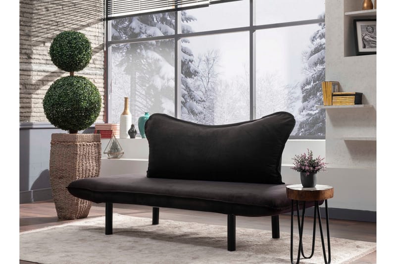 Annabelle 2-sits Längsbäddad Fällbar Bäddsoffa 66x182 cm i Sammet - Svart - Möbler - Soffa - Bäddsoffa - 2 sits bäddsoffa