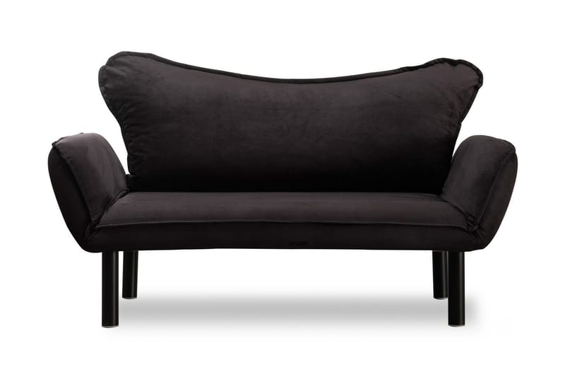 Annabelle 2-sits Längsbäddad Fällbar Bäddsoffa 66x182 cm i Sammet, Svart