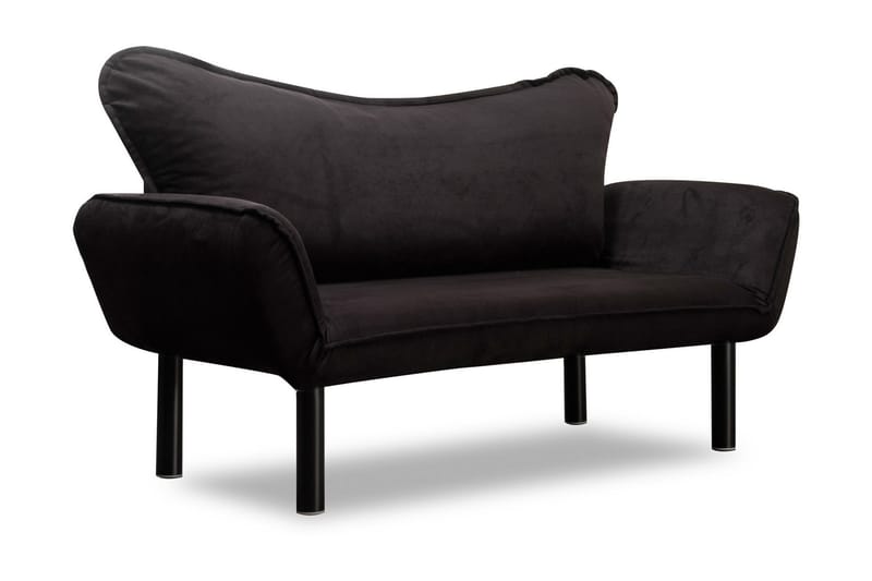 Annabelle 2-sits Längsbäddad Fällbar Bäddsoffa 66x182 cm i Sammet - Svart - Möbler - Soffa - Bäddsoffa - 2 sits bäddsoffa
