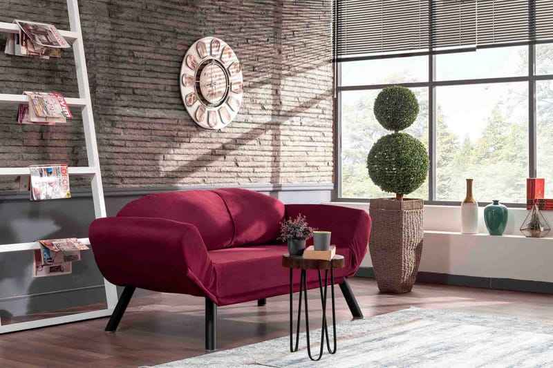 Bäddsoffa Eugi 2-sits - Vinröd - Möbler - Soffa - Bäddsoffa - 2 sits bäddsoffa