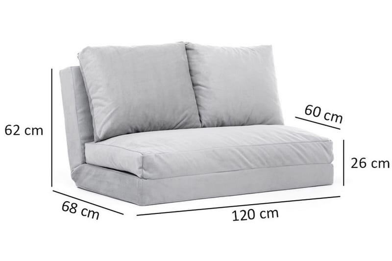 Bäddsoffa Florentine 2-sits 120x185 - Grå - Möbler - Soffa - Bäddsoffa - 2 sits bäddsoffa