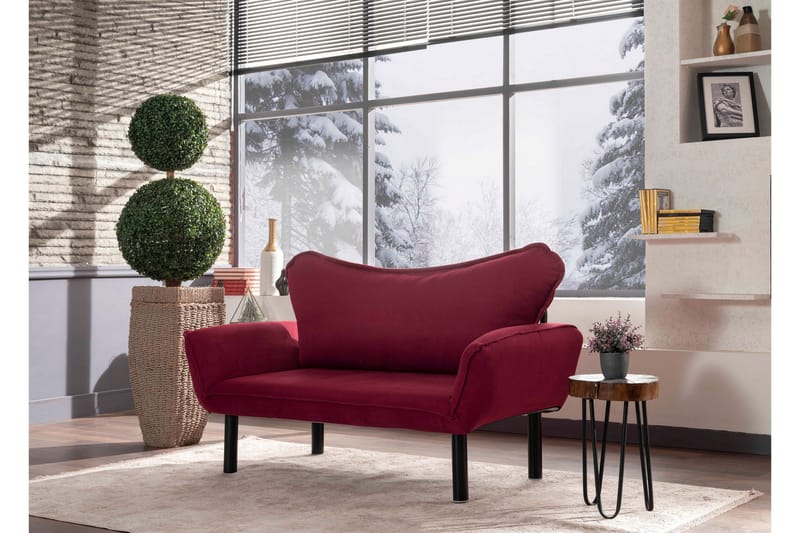 Bäddsoffa Golda 2-sits - Vinröd - Möbler - Soffa - Bäddsoffa - 2 sits bäddsoffa
