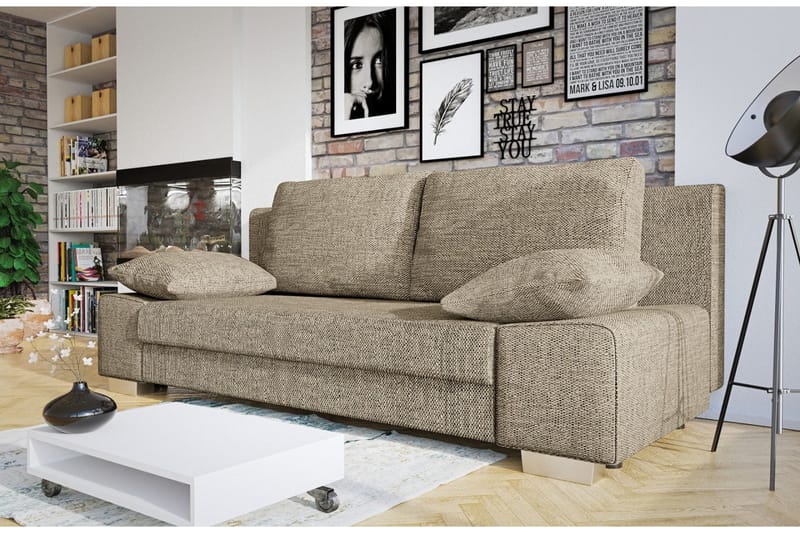 Bäddsoffa Laura 200x94x77 cm - Brun/Grå - Möbler - Soffa - Bäddsoffa - 2 sits bäddsoffa