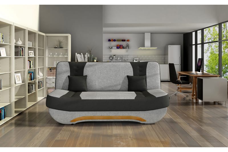 Bäddsoffa Mahalil - Grå|Svart - Möbler - Soffa - Bäddsoffa - 2 sits bäddsoffa