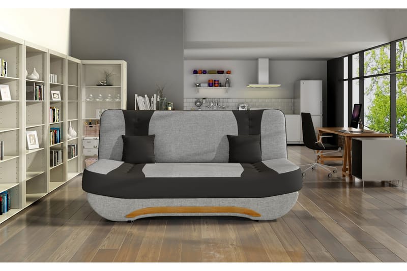 Bäddsoffa Mahalil - Grå|Svart - Möbler - Soffa - Bäddsoffa - 2 sits bäddsoffa
