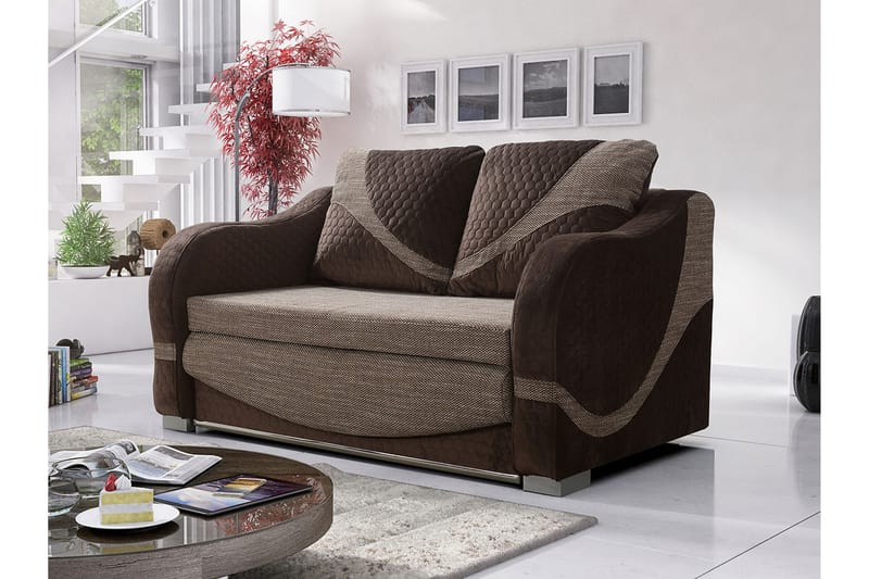 Bäddsoffa Tina 147x74x90 cm - Brun - Möbler - Soffa - Bäddsoffa - 2 sits bäddsoffa