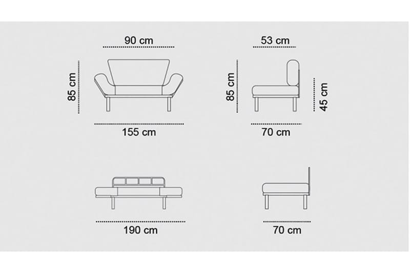 Bäddsoffa Pamelia 2-sits - Brun - 2 sits bäddsoffa