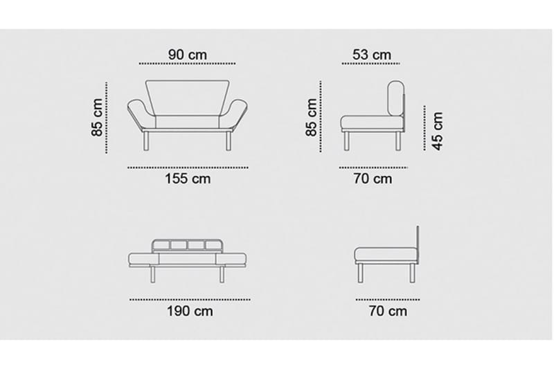 Bäddsoffa Pamelia 2-sits - Grå - Möbler - Soffa - Bäddsoffa - 2 sits bäddsoffa