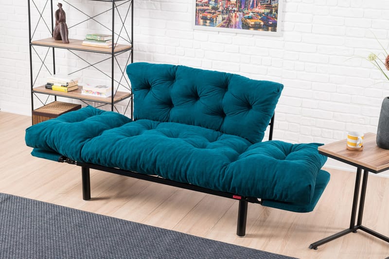 Bäddsoffa Pamelia 2-sits - Blågrön - Möbler - Soffa - Bäddsoffa - 2 sits bäddsoffa