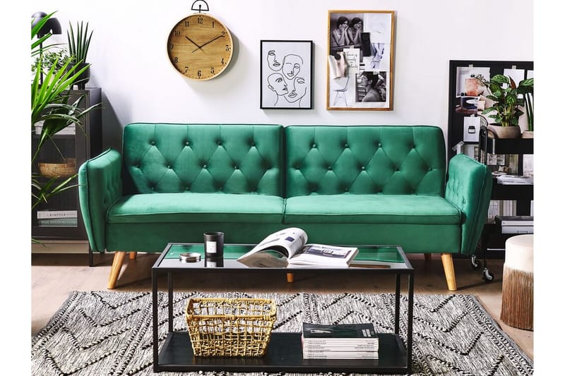 Bardu 2-sits Bäddsoffa - Sammet/Mörkgrön - Möbler - Soffa - Bäddsoffa - 2 sits bäddsoffa