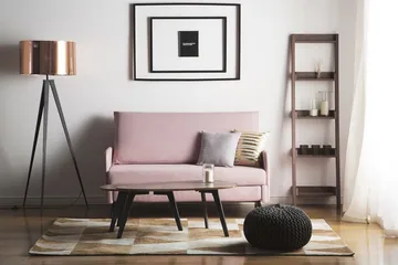 Belfast 2-sits Framåtbäddad Rektangulär Bäddsoffa 140x197 cm i Tyg - Rosa - Möbler - Soffa - Bäddsoffa - 2 sits bäddsoffa