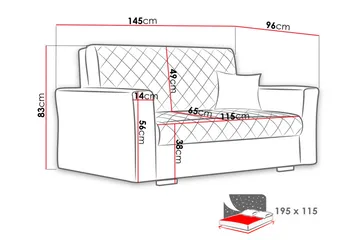 Bensbyn 2-sits Bäddsoffa 115x196 cm Bäddbar Diamantsydd i Sammet - Grå - Möbler - Soffa - Bäddsoffa - 2 sits bäddsoffa