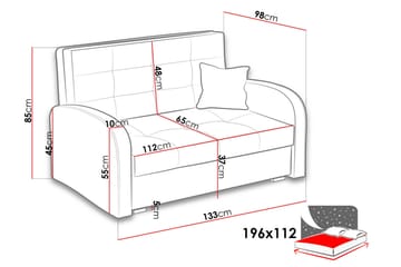 Bensbyn 2-sits Framåtbäddad Bäddsoffa 112x196 cm med Förvaring i Tyg - Svart - Möbler - Soffa - Bäddsoffa - 2 sits bäddsoffa