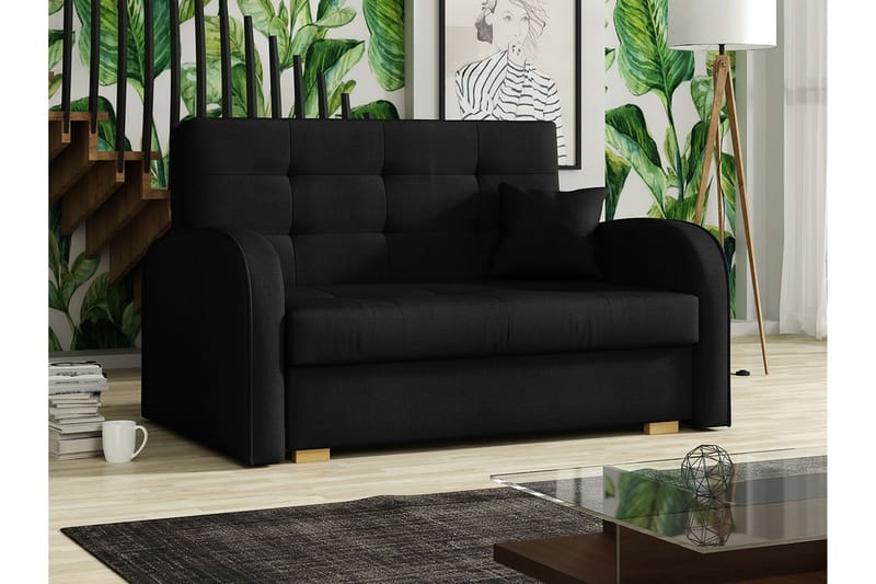 Bensbyn 2-sits Framåtbäddad Bäddsoffa 112x196 cm med Förvaring i Tyg - Svart - Möbler - Soffa - Bäddsoffa - 2 sits bäddsoffa