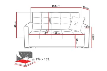 Bensbyn 2-sits Rektangulär Bäddsoffa 132x196 cm med Förvaring i Tyg - Grå - Möbler - Soffa - Bäddsoffa - 2 sits bäddsoffa