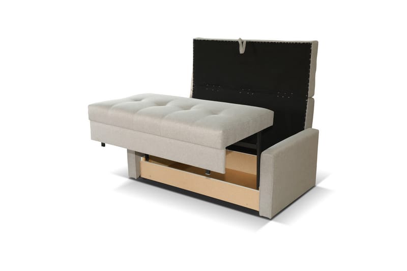 Bensbyn 2-sits Rektangulär Bäddsoffa 132x196 cm med Förvaring i Tyg - Grå - Möbler - Soffa - Bäddsoffa - 2 sits bäddsoffa