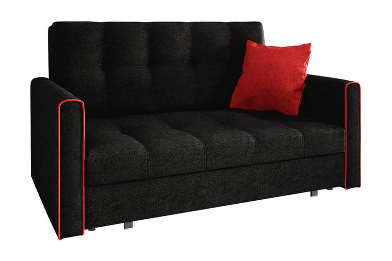 Bensbyn 2-sits Snygg Längsbäddad Bäddsoffa i Tyg med Förvaring - Röd|Svart - Möbler - Soffa - Bäddsoffa - 2 sits bäddsoffa