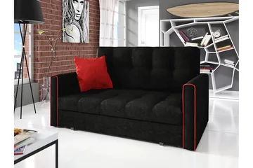 Bensbyn 2-sits Snygg Längsbäddad Bäddsoffa i Tyg med Förvaring - Röd|Svart - Möbler - Soffa - Bäddsoffa - 2 sits bäddsoffa