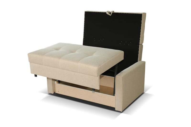 Bensbyn 2-sits Utdragbar Bäddsoffa 112x196 cm med Förvaring i Tyg - Grå - Möbler - Soffa - Bäddsoffa - 2 sits bäddsoffa