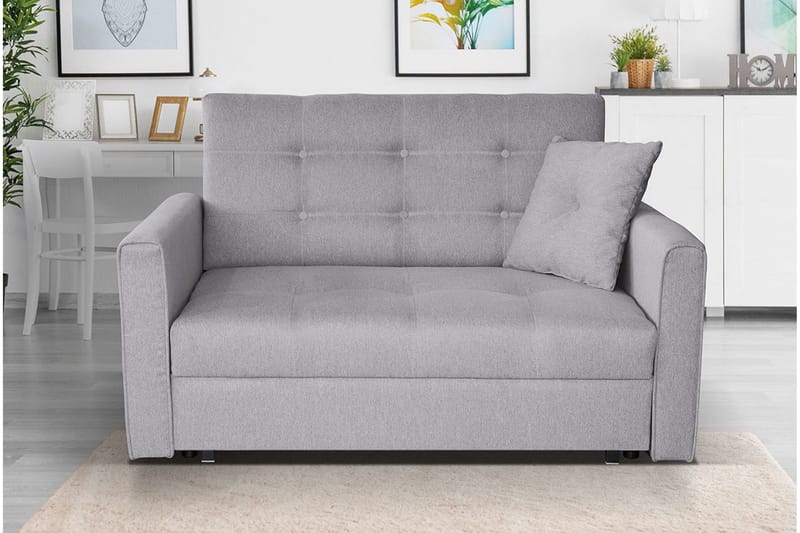 Bensbyn 2-sits Utdragbar Bäddsoffa 112x196 cm med Förvaring i Tyg - Grå - Möbler - Soffa - Bäddsoffa - 2 sits bäddsoffa