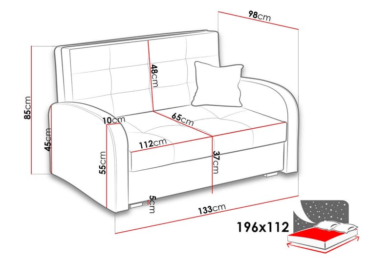Bensbyn Bäddsoffa - Röd - Möbler - Soffa - Bäddsoffa - 2 sits bäddsoffa