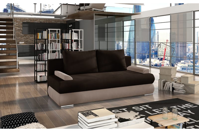 Crespos 2-sits Bäddsoffa, Brun/Ljusbrun