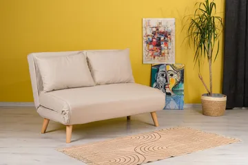 Daigo 2-sits Fällbar Framåtbäddad Bäddsoffa 120x180 cm i Tyg - Beige - Möbler - Soffa - Bäddsoffa - 2 sits bäddsoffa