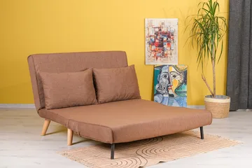 Daigo 2-sits Fällbar Framåtbäddad Bäddsoffa 120x180 cm i Tyg - Brun - Möbler - Soffa - Bäddsoffa - 2 sits bäddsoffa