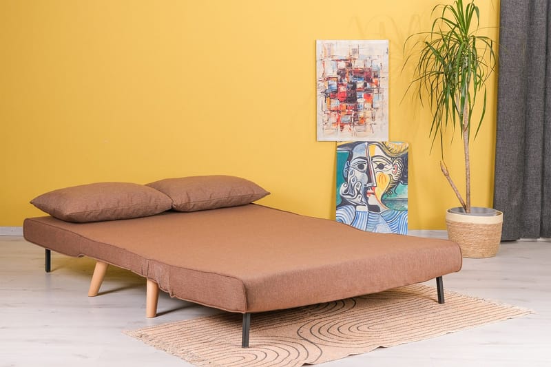 Daigo 2-sits Fällbar Framåtbäddad Bäddsoffa 120x180 cm i Tyg - Brun - Möbler - Soffa - Bäddsoffa - 2 sits bäddsoffa