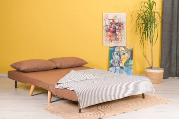 Daigo 2-sits Fällbar Framåtbäddad Bäddsoffa 120x180 cm i Tyg - Brun - Möbler - Soffa - Bäddsoffa - 2 sits bäddsoffa