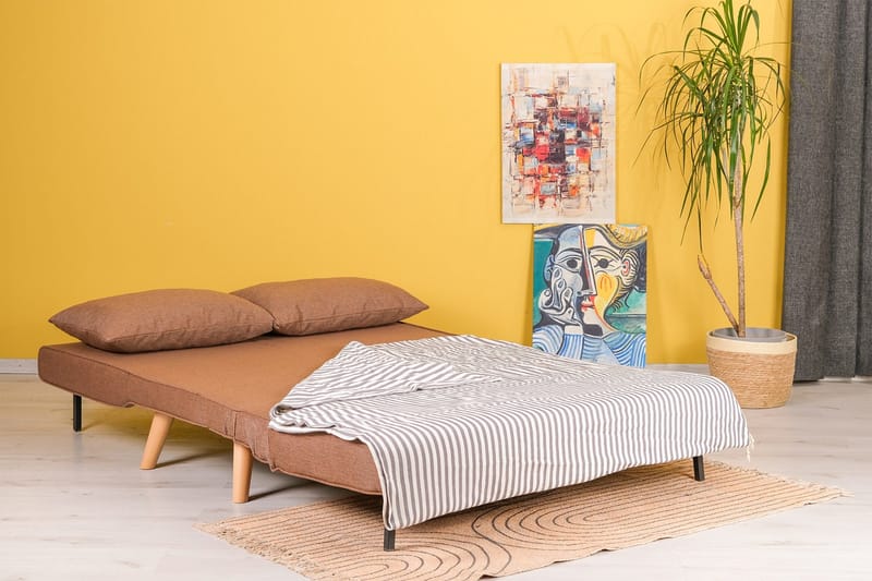 Daigo 2-sits Fällbar Framåtbäddad Bäddsoffa 120x180 cm i Tyg - Brun - Möbler - Soffa - Bäddsoffa - 2 sits bäddsoffa