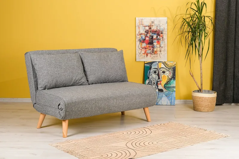 Daigo 2-sits Framåtbäddad Fällbar Bäddsoffa 120x180 cm i Tyg - Grå - Möbler - Soffa - Bäddsoffa - 2 sits bäddsoffa