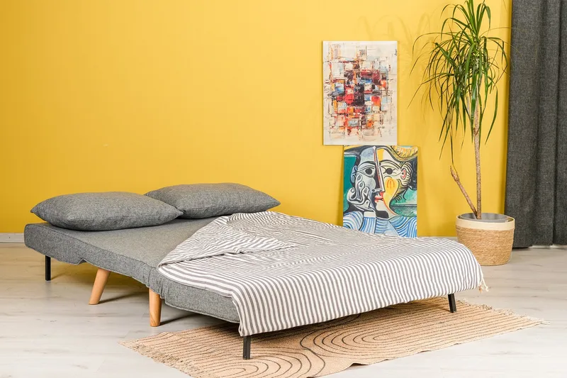 Daigo 2-sits Framåtbäddad Fällbar Bäddsoffa 120x180 cm i Tyg - Grå - Möbler - Soffa - Bäddsoffa - 2 sits bäddsoffa