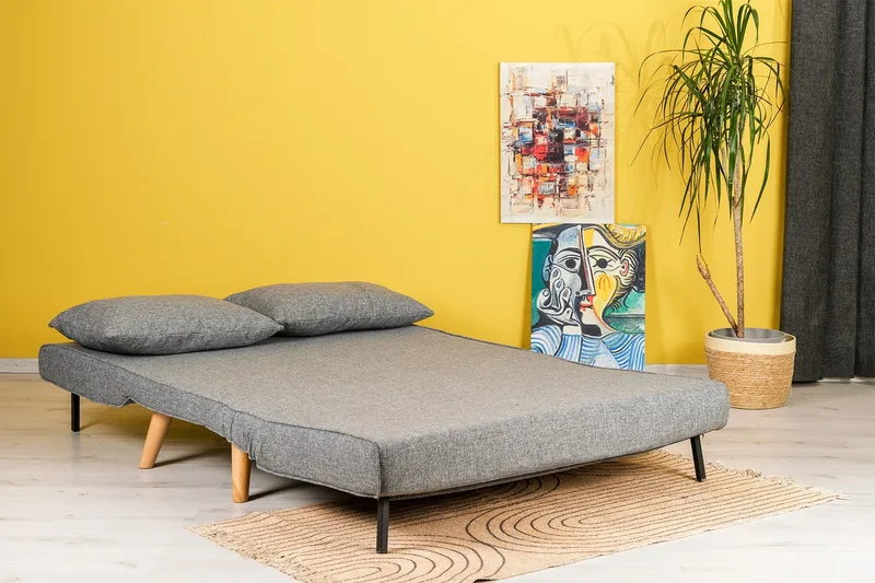 Daigo 2-sits Framåtbäddad Fällbar Bäddsoffa 120x180 cm i Tyg - Grå - Möbler - Soffa - Bäddsoffa - 2 sits bäddsoffa
