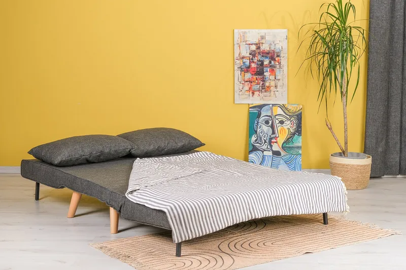 Daigo Liten 2-sits Framåtbäddad Fällbar Bäddsoffa 120x180 cm i Tyg - Grå - Möbler - Soffa - Bäddsoffa - 2 sits bäddsoffa