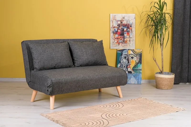 Daigo Liten 2-sits Framåtbäddad Fällbar Bäddsoffa 120x180 cm i Tyg - Grå - Möbler - Soffa - Bäddsoffa - 2 sits bäddsoffa