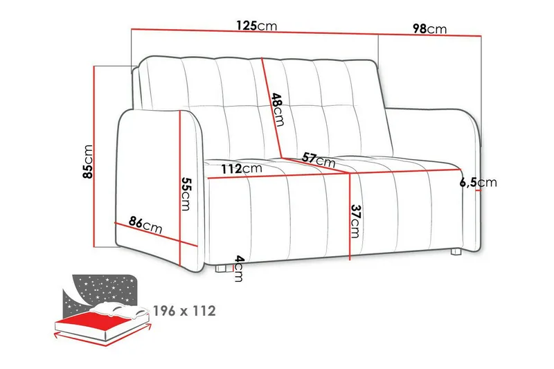 Denegal 2-sits Bäddsoffa Grey - Möbler - Soffa - Bäddsoffa - 2 sits bäddsoffa