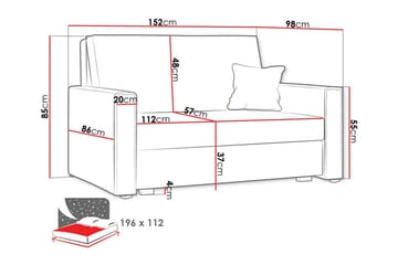 Denegal 2-sits Bäddsoffa NO_BRAND Dark blue - Möbler - Soffa - Bäddsoffa - 2 sits bäddsoffa