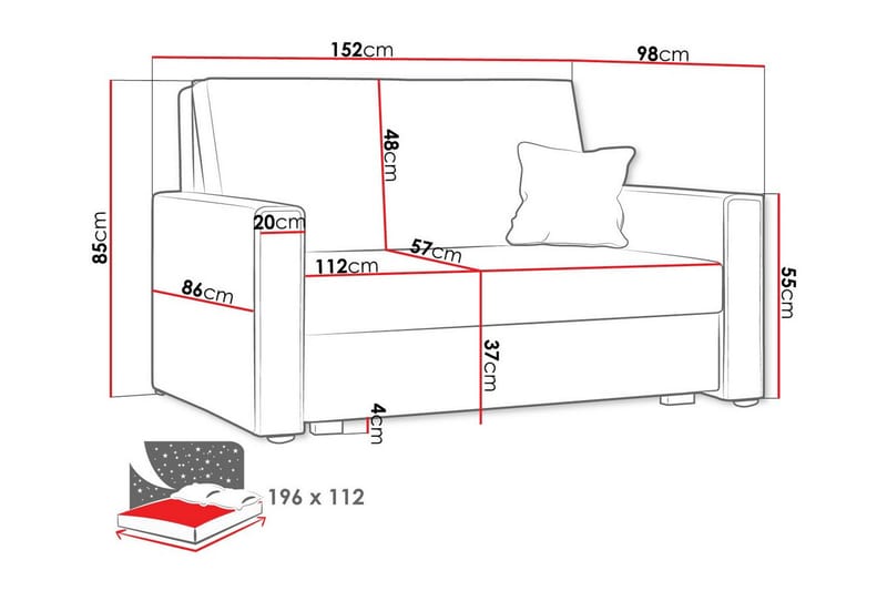 Denegal 2-sits Bäddsoffa NO_BRAND Dark blue - Möbler - Soffa - Bäddsoffa - 2 sits bäddsoffa