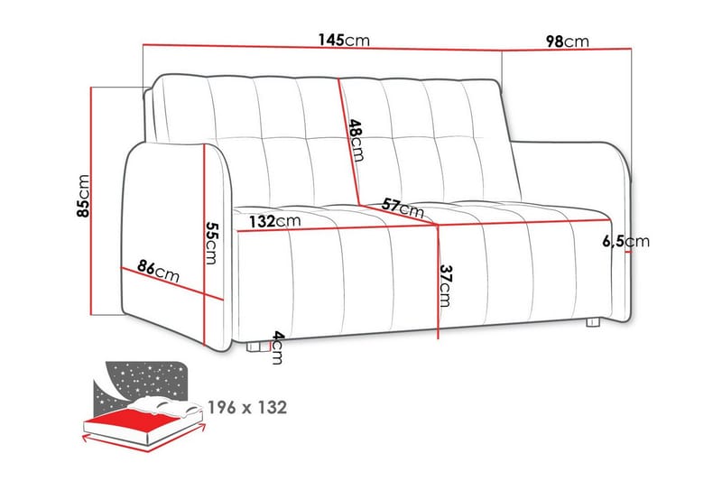 Denegal 2-sits Bäddsoffa NO_BRAND Dark blue - Möbler - Soffa - Bäddsoffa - 2 sits bäddsoffa