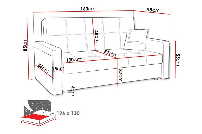 Denegal 2-sits Bäddsoffa NO_BRAND Dark blue - Möbler - Soffa - Bäddsoffa - 2 sits bäddsoffa