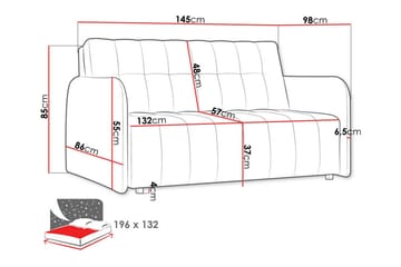 Denegal 2-sits Bäddsoffa NO_BRAND Dark grey - Möbler - Soffa - Bäddsoffa - 2 sits bäddsoffa