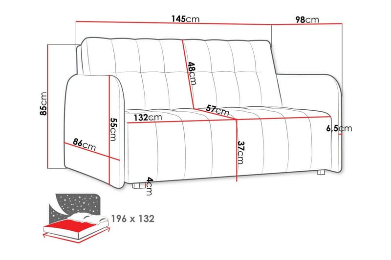 Denegal 2-sits Bäddsoffa NO_BRAND Dark grey - Möbler - Soffa - Bäddsoffa - 2 sits bäddsoffa