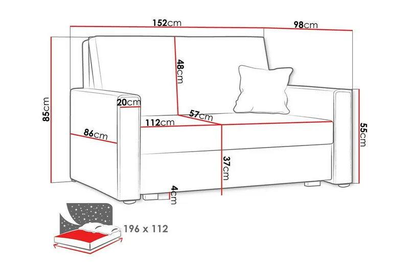 Denegal 2-sits Bäddsoffa NO_BRAND Light brown - Möbler - Soffa - Bäddsoffa - 2 sits bäddsoffa