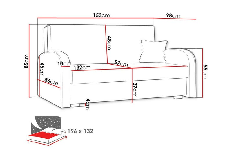 Denegal 2-sits Bäddsoffa NO_BRAND Light grey/Dark grey - Möbler - Soffa - Bäddsoffa - 2 sits bäddsoffa