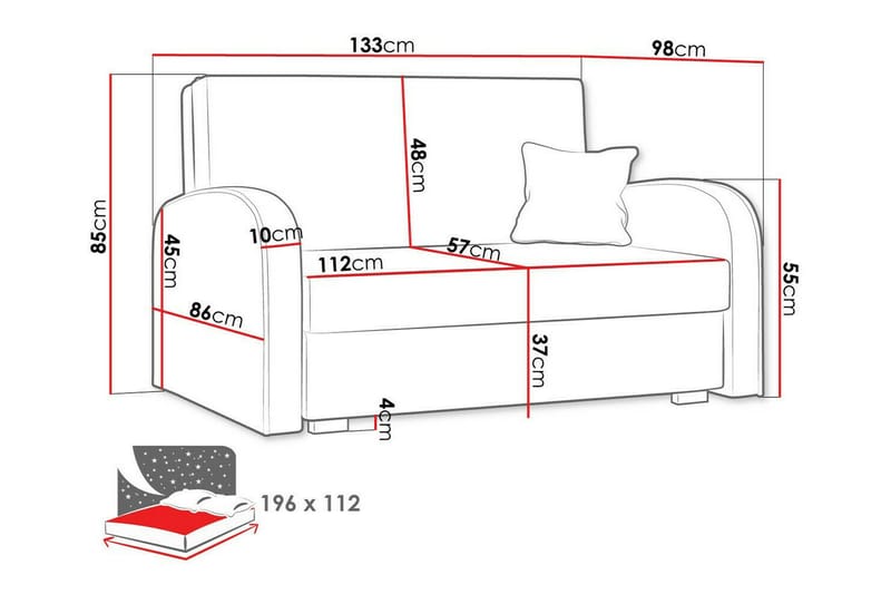 Denegal 2-sits Bäddsoffa NO_BRAND Light pink - Möbler - Soffa - Bäddsoffa - 2 sits bäddsoffa
