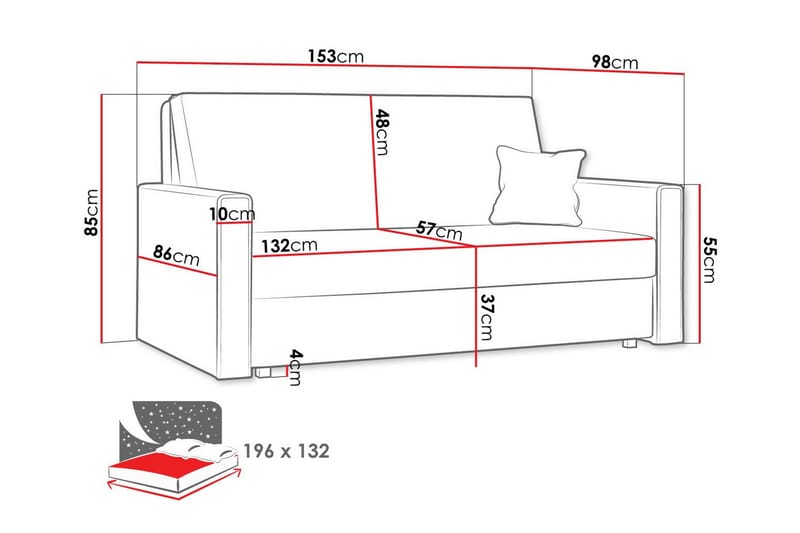 Denegal 2-sits liten bäddsoffa i Manchester - Blå - Möbler - Soffa - Bäddsoffa - 2 sits bäddsoffa