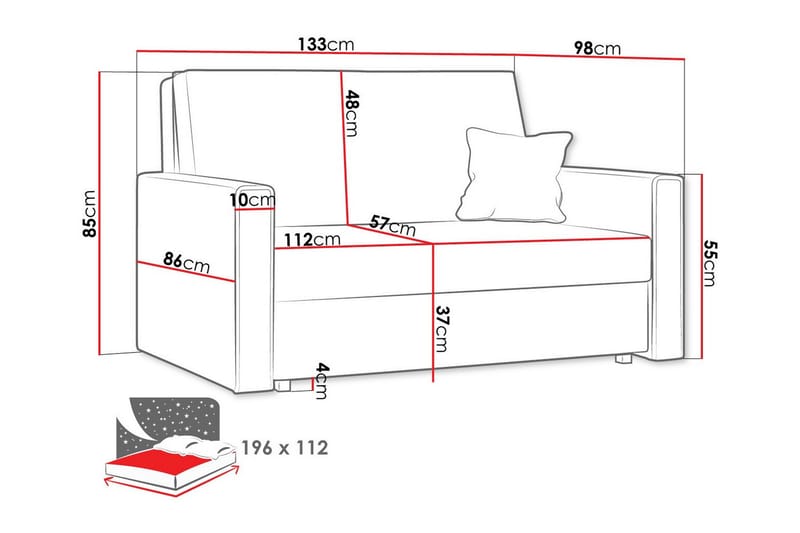 Denegal 2-sits liten bäddsoffa i Manchester - Grå - Möbler - Soffa - Bäddsoffa - 2 sits bäddsoffa